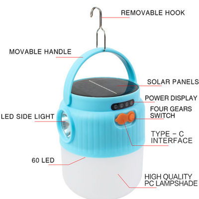 Type C Super Fast Charge 20w Camping Light Solar Rechargeable 4 Gears