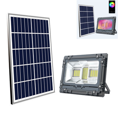 Bluetooth 60w Solar Rgb Flood Light IP66 For Yard Garden Family Party